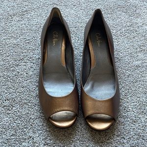 Cole Haan Nike Air Bronze Open Toe Wedges